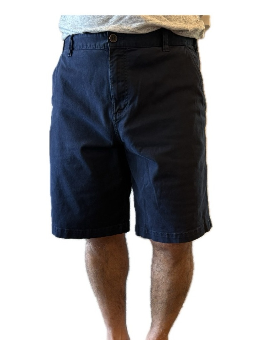 G.H. Bass & Co. Men’s Navy Flat-Front Chino Shorts Stretch 38x10.5 GHAM3039